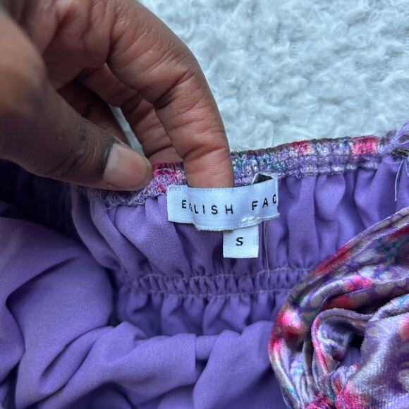 English Factory Purple Floral Smocked Mini Dress Size Small - Picture 8 of 9